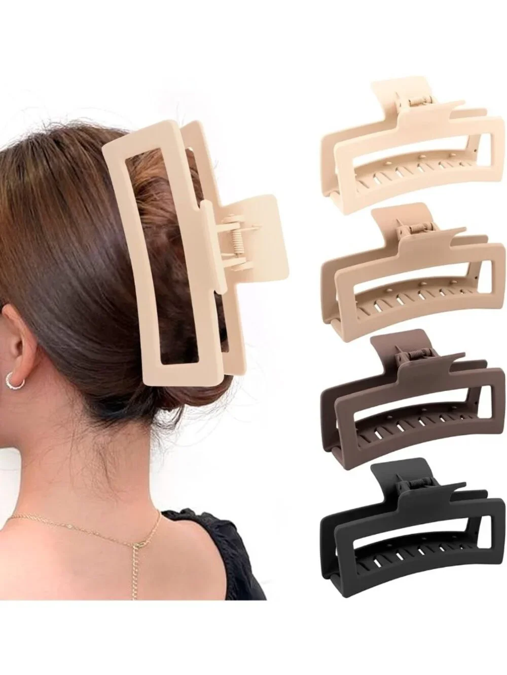 Extra Large Claw Clips for Thick & Long Hair - 4 Pack Jumbo Matte Hair Clips